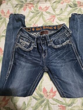 Rock Revival Women’s Dark Blue Embroidered Jeans